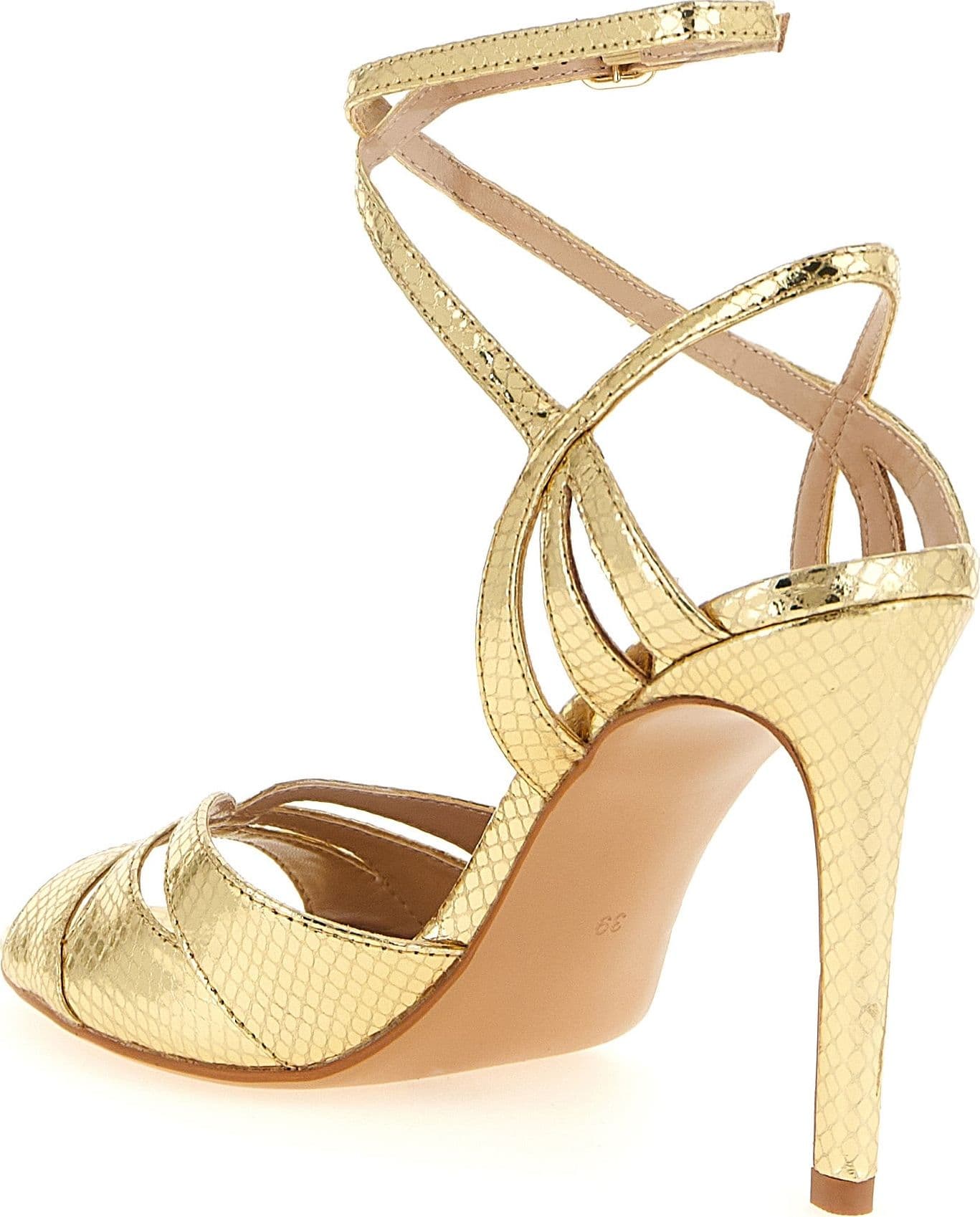Twinset Gold Leather Stiletto Heel Sandals - 3