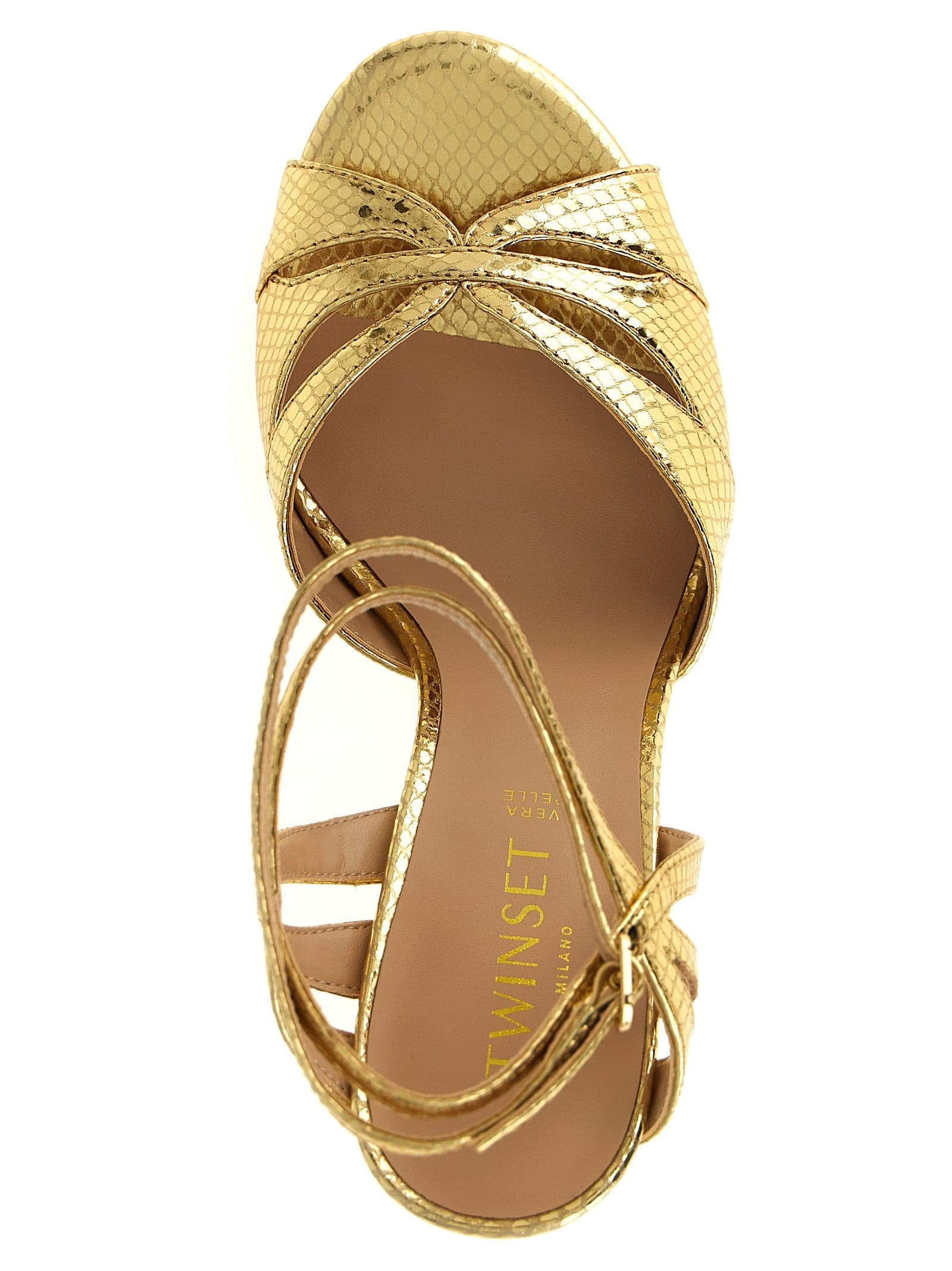 Twinset Gold Leather Stiletto Heel Sandals - 4