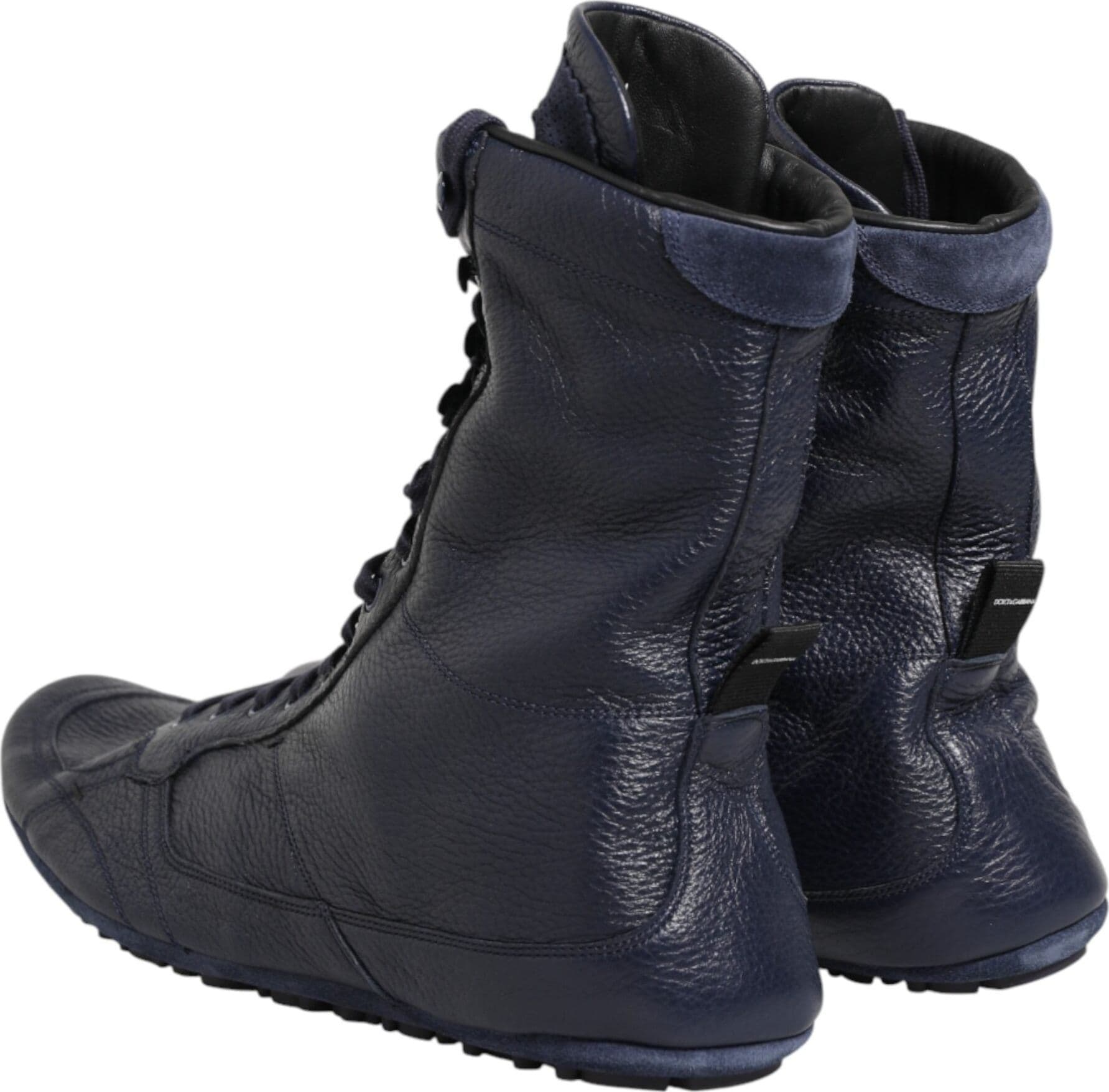 Dolce & Gabbana Dark Blue Deer Leather Mid Calf Boots Shoes - 4