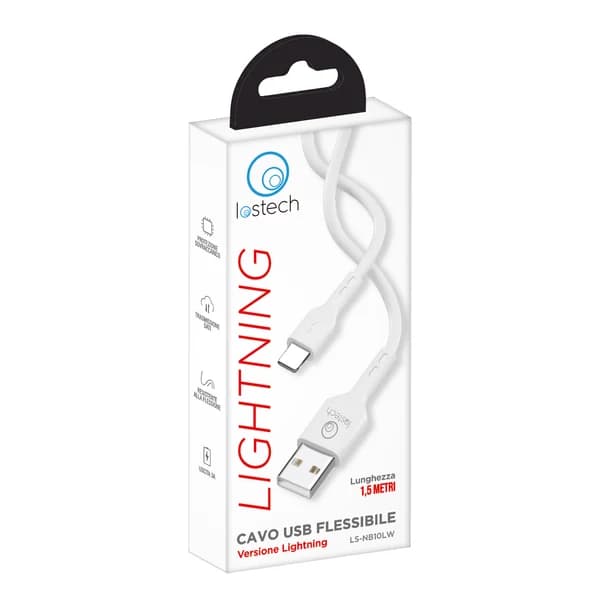 CAVETTO LIGHTNING lungh. 1,5 mt. - col. bianco - LOSTECH - 2