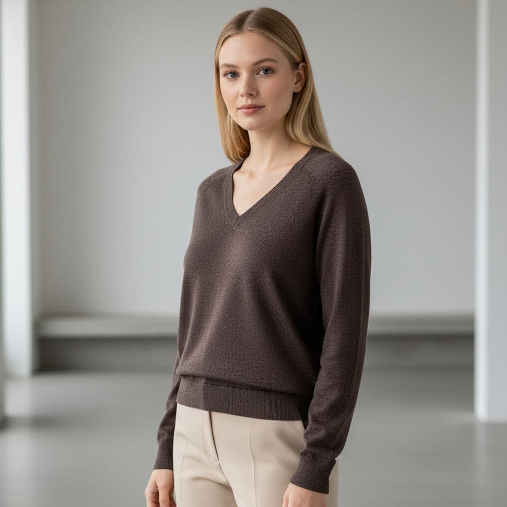 Pullover Vero Moda Holly Karis con scollo a V e polsini a coste - 4
