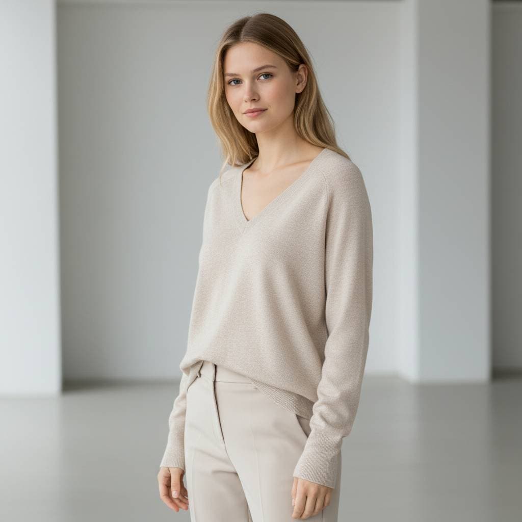 Pullover Vero Moda Holly Karis con scollo a V e polsini a coste - 6