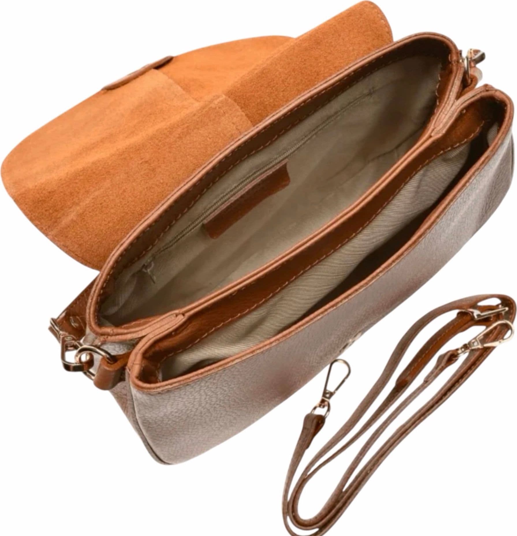 Modarno Borsa donna a Spalla in vera pelle "Peach" 27x9x21 cm - 4