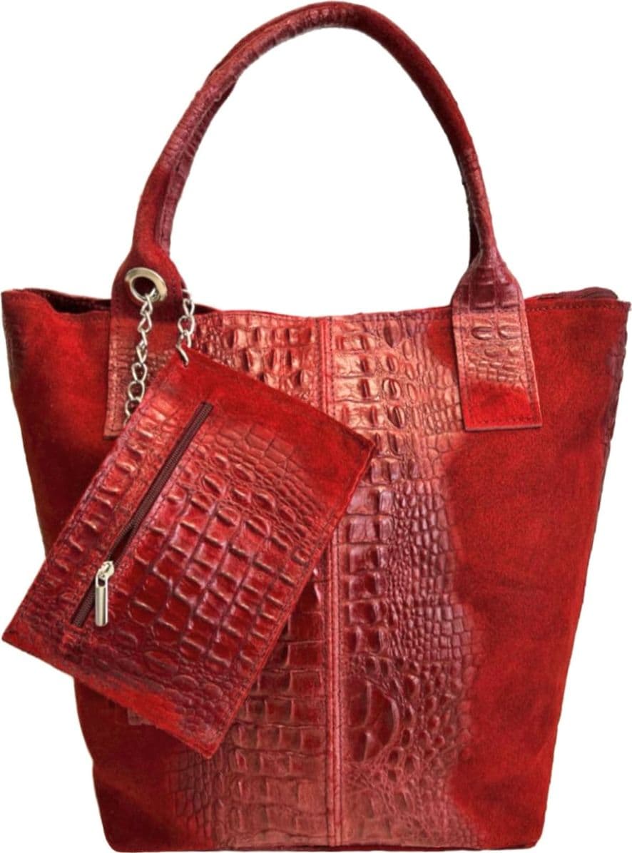 Modarno Borsa donna a mano in camoscio Effetto Cocco 26x16x35 cm - 13