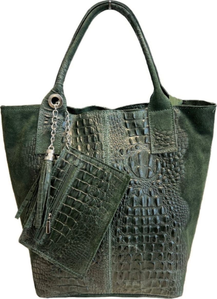 Modarno Borsa donna a mano in camoscio Effetto Cocco 26x16x35 cm - 14