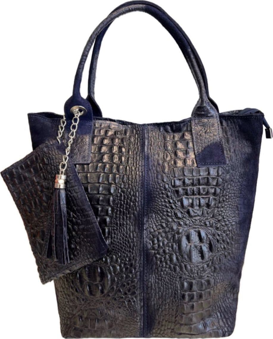Modarno Borsa donna a mano in camoscio Effetto Cocco 26x16x35 cm - 5