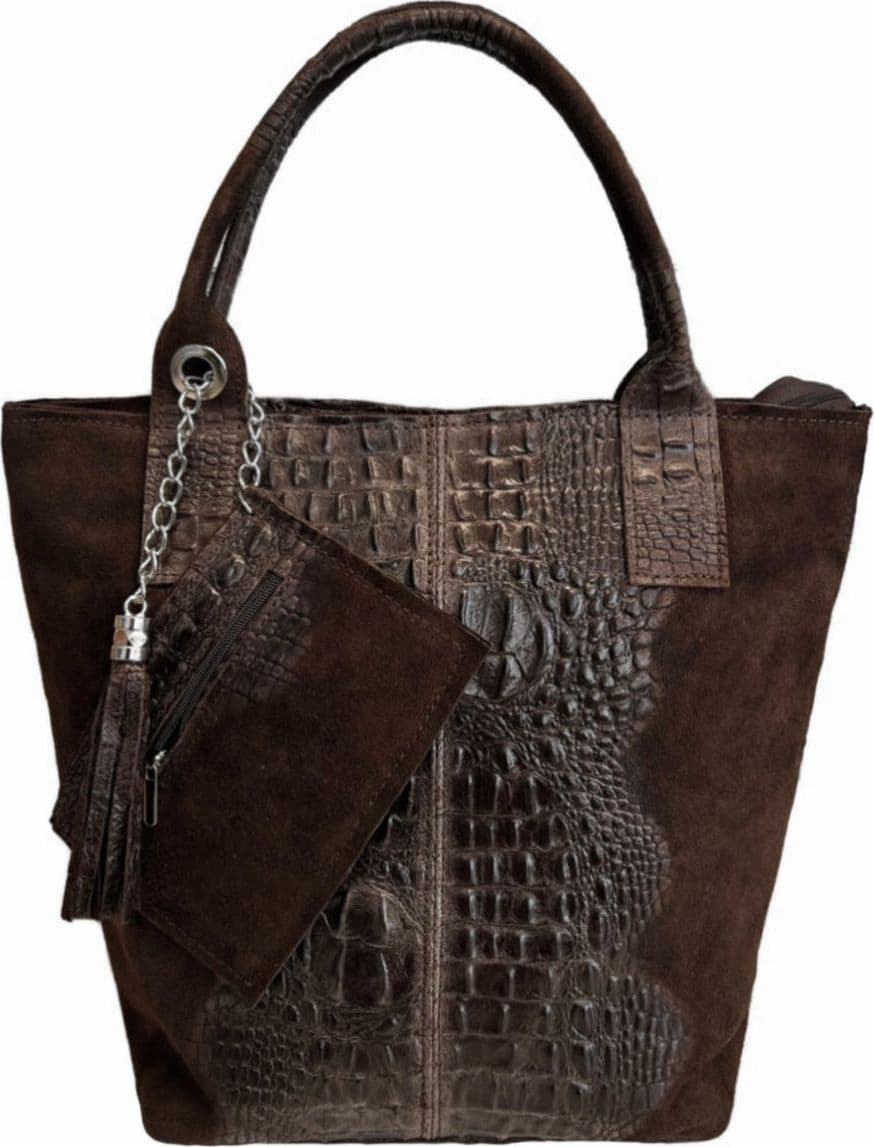 Modarno Borsa donna a mano in camoscio Effetto Cocco 26x16x35 cm - 9