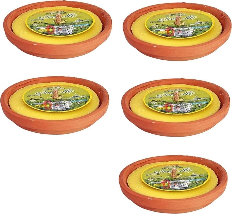 Citronella antizanzare coccio torcia cero 	- ø cm.15x3,5h.   -- pz 5 - 3