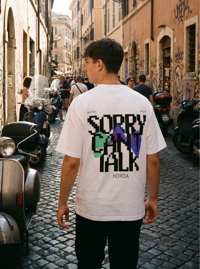 T-shirt bianca No Talk | Boxy Fit 200g Made in Italy – Horda - 5