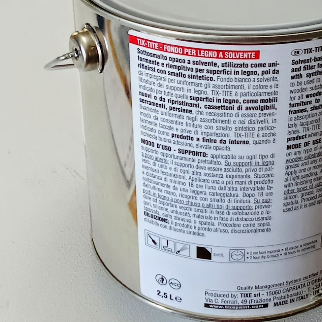Tixe Tix-Tite 2,5lt fondo primer bianco opaco per muro e legno base solvente - 2
