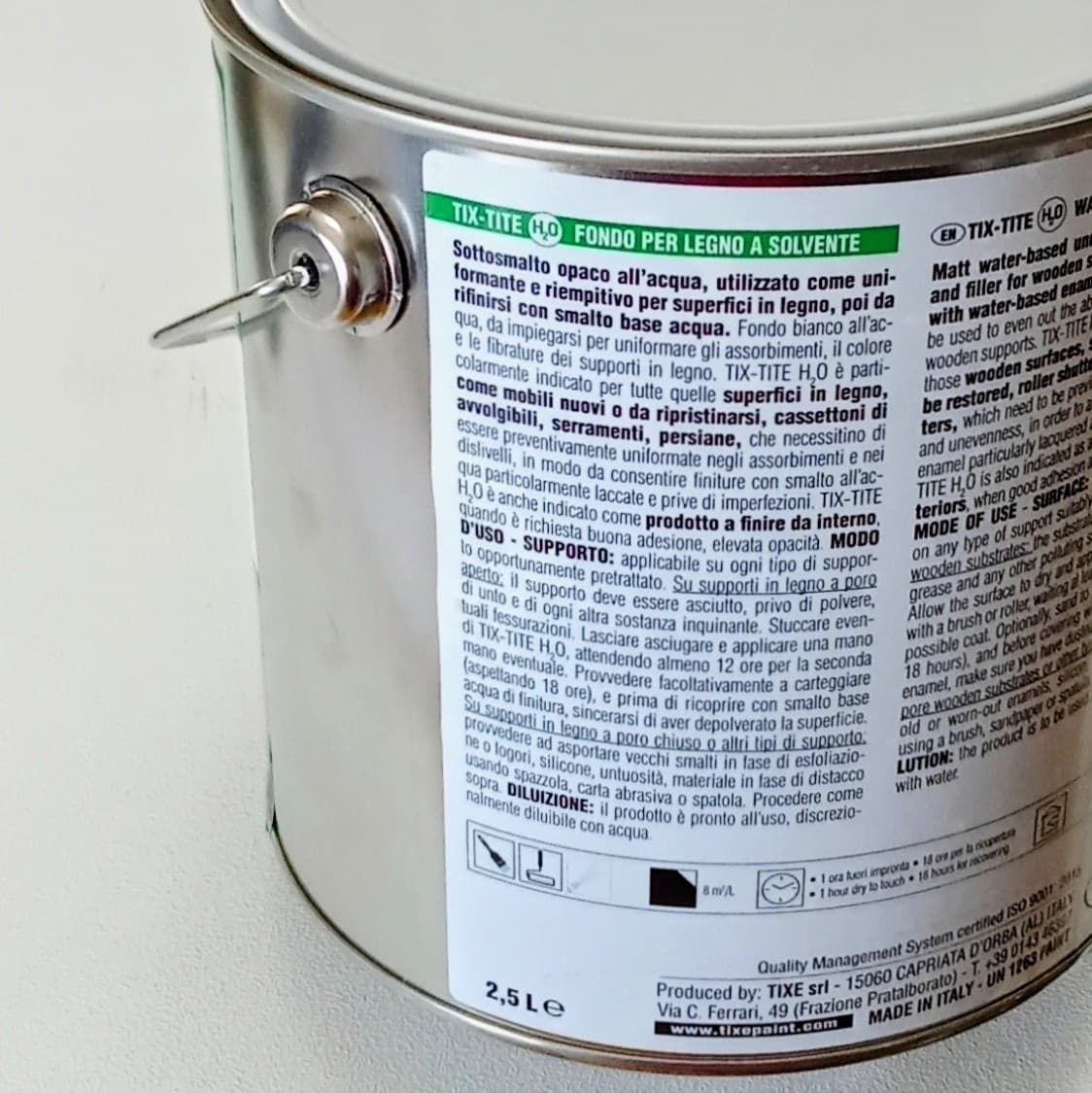 Tixe Tix-Tite H₂O 2,5 fondo primer bianco opaco per muro e legno base acqua - 2