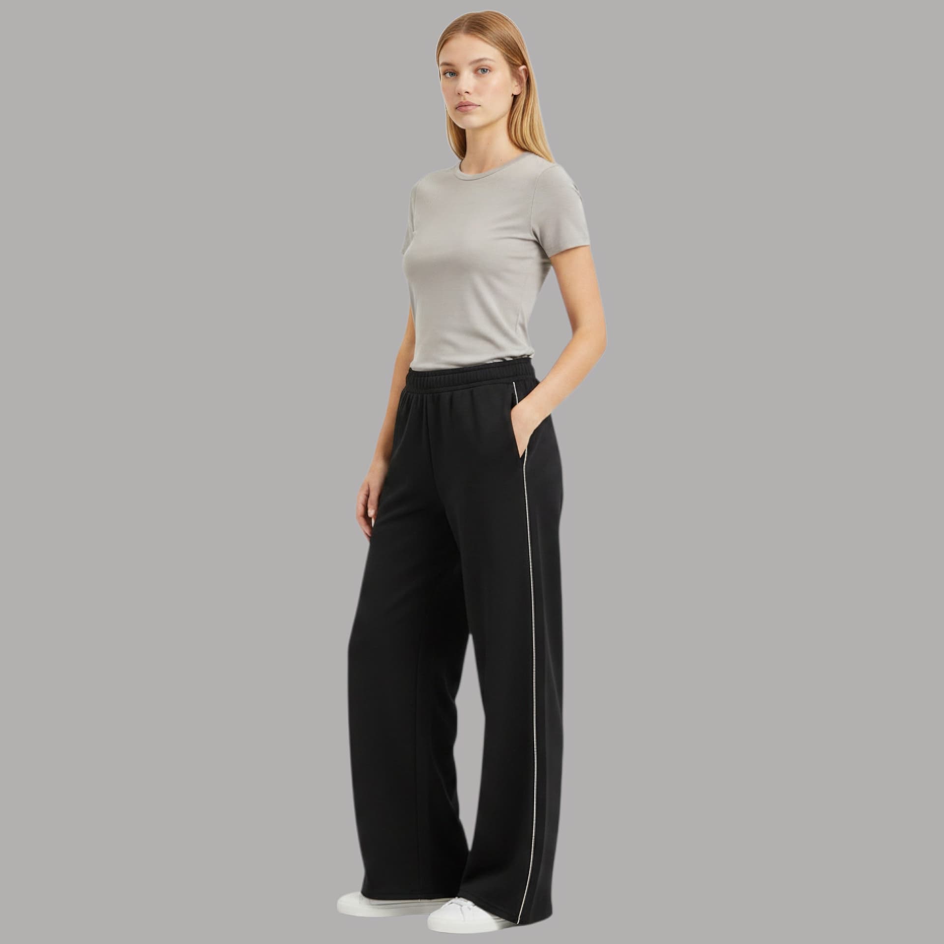 Pantaloni Vero Moda Leo vita alta con dettaglio a contrasto - 4