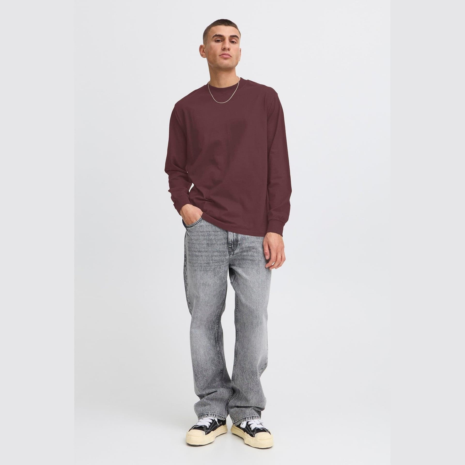 T-shirt Solid Reynaldo LS Bordeaux - 3