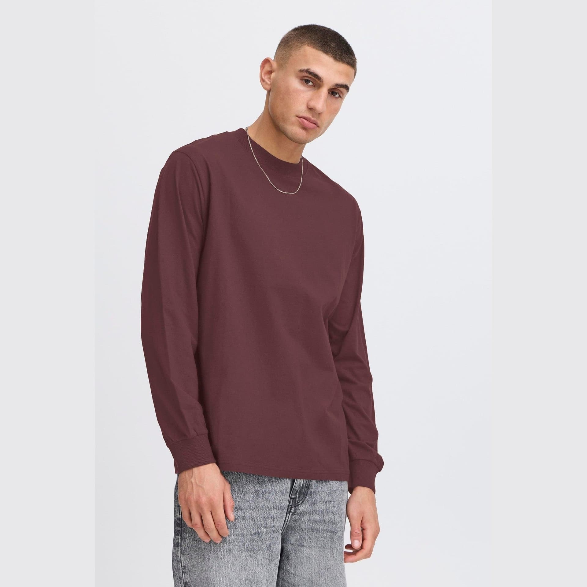 T-shirt Solid Reynaldo LS Bordeaux - 4