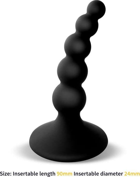 Plug anale Eluney a sfere progressive 9,2 cm flessibile nero in silicone Premium - 2