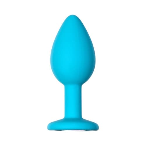 Plug anale indossabile  verde acqua con pietra Rosa Lola Emotions silicone 7 cm - 3