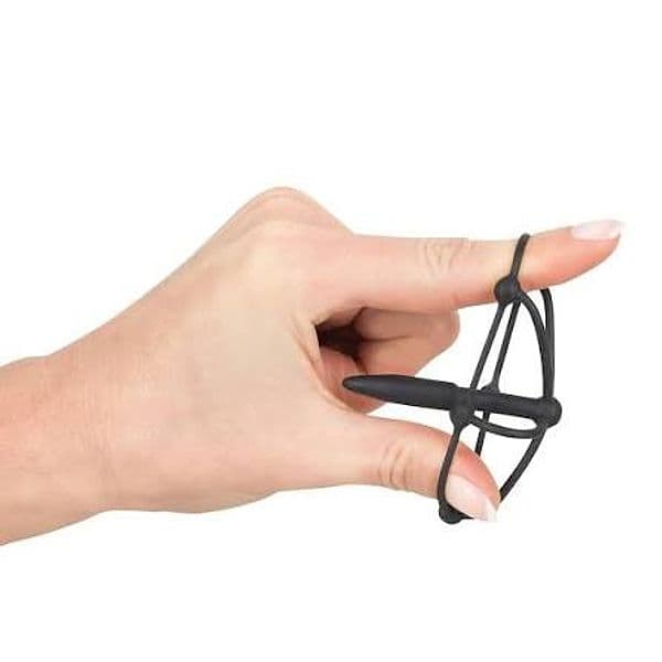 You2Toys Penis Plug Glans Cage Dilatatore Uretrale Silicone Nero 5,7 cm - 2