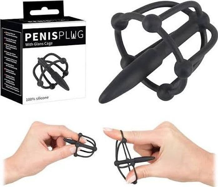 You2Toys Penis Plug Glans Cage Dilatatore Uretrale Silicone Nero 5,7 cm - 3