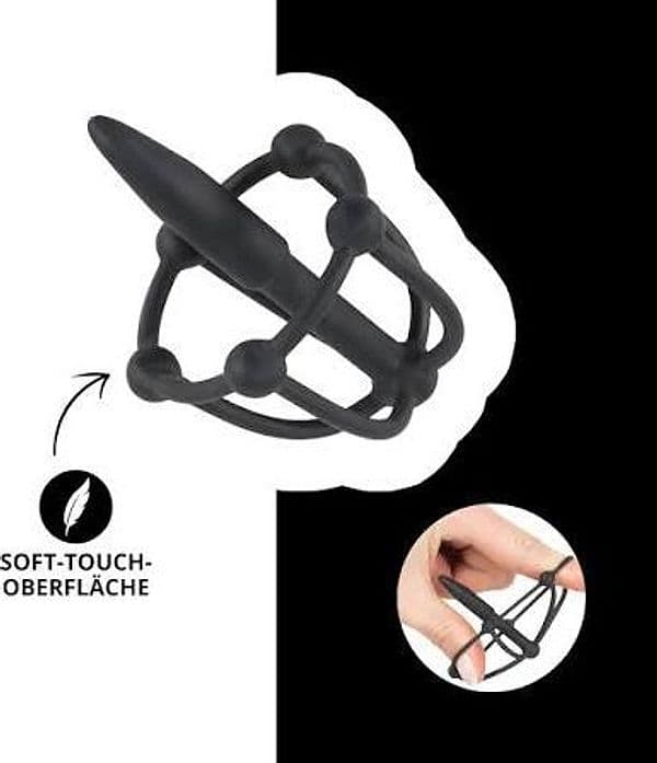 You2Toys Penis Plug Glans Cage Dilatatore Uretrale Silicone Nero 5,7 cm - 4