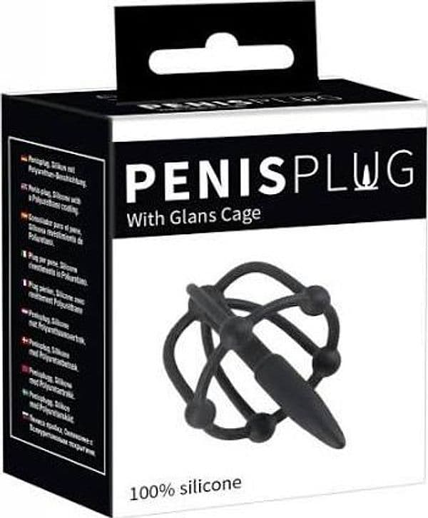You2Toys Penis Plug Glans Cage Dilatatore Uretrale Silicone Nero 5,7 cm - 8