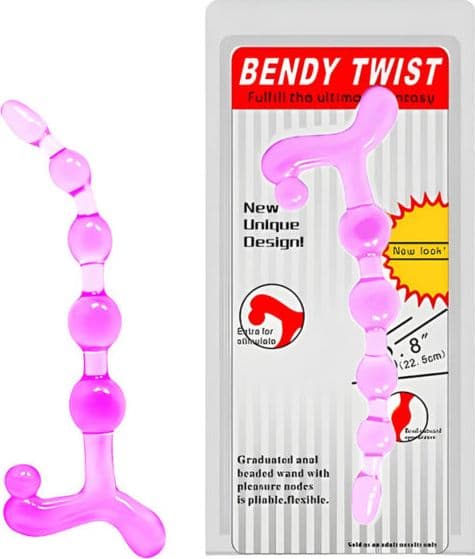 Plug anale 20 CM progressivo sonda flessibile stimolante rosa Bendy Twist ano - 5