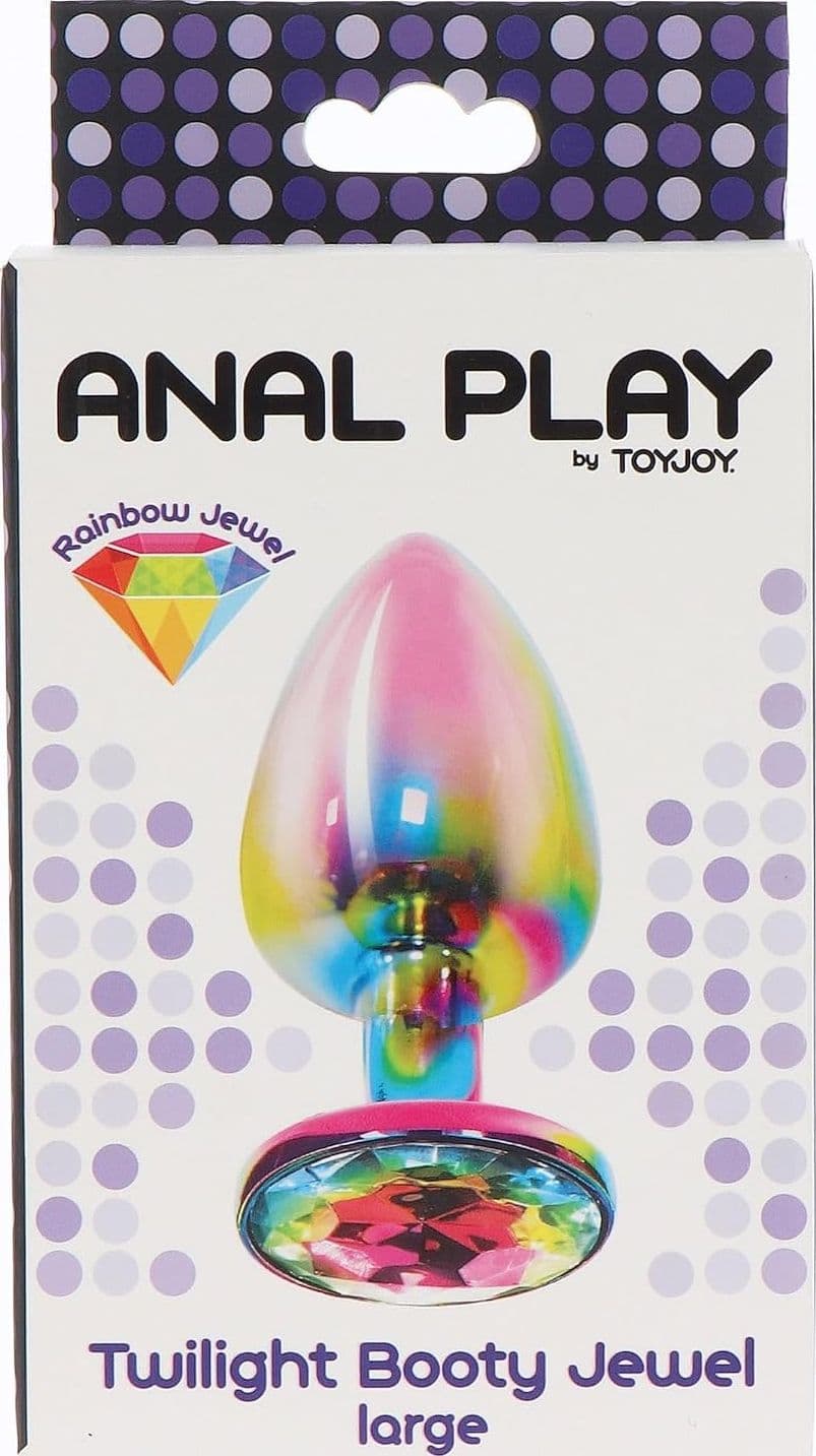 Plug Anale alluminio Large twilight con gioiello Rainbow dilatatore ano metallo - 2