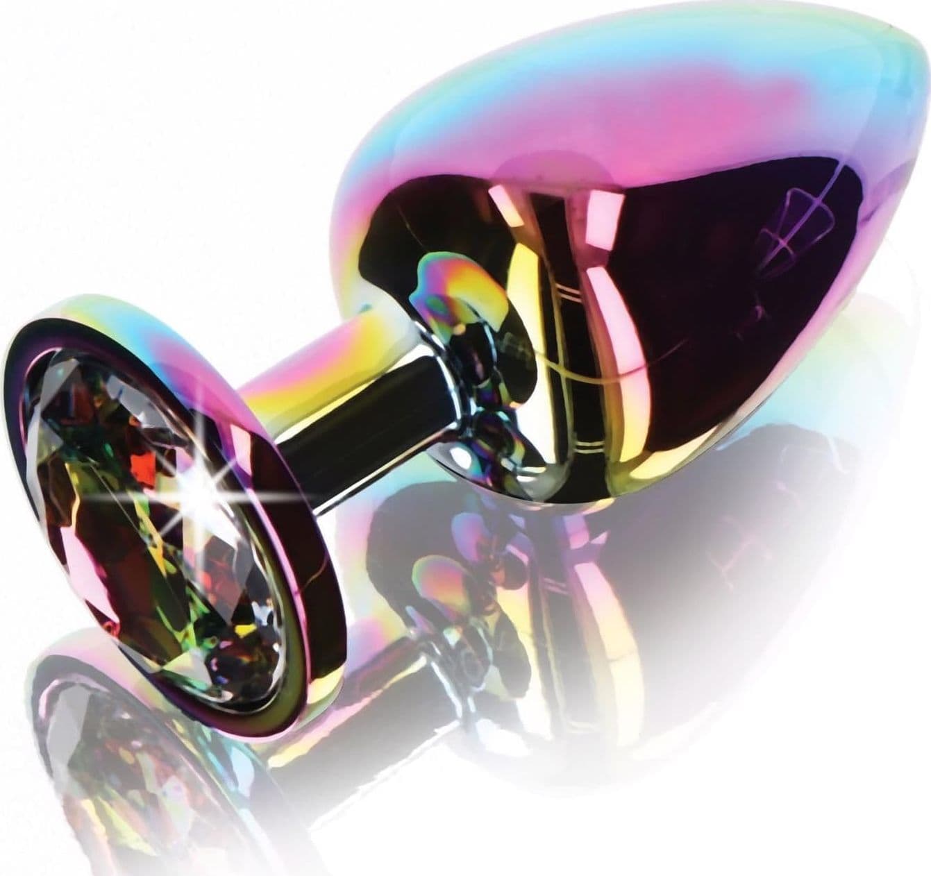 Plug Anale alluminio Large twilight con gioiello Rainbow dilatatore ano metallo - 4