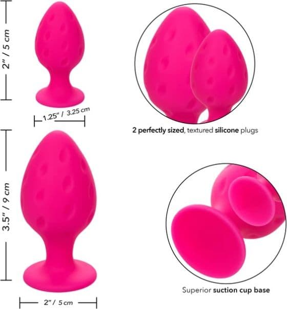 Plug anali set 2 testurizzati Cheeky rosa silicone stimolatori  small e large - 2