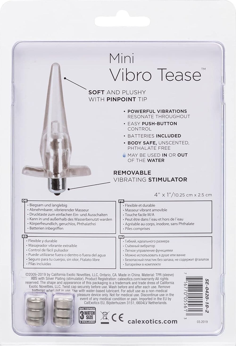Plug anale vibrante 12 / 10 cm trasparente Tease waterproof vibrazioni 10 x USB - 4