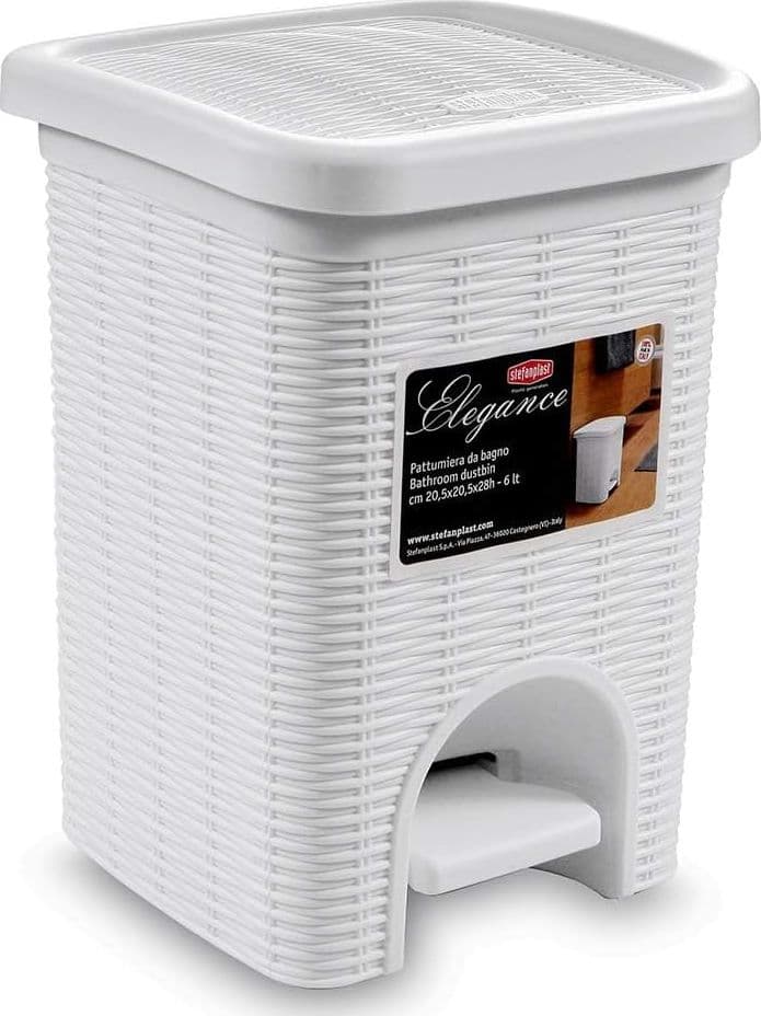 Pattumiera elegance in polipropilene - cm.31x27,5x39h. - colore bianco 20 lt - 4