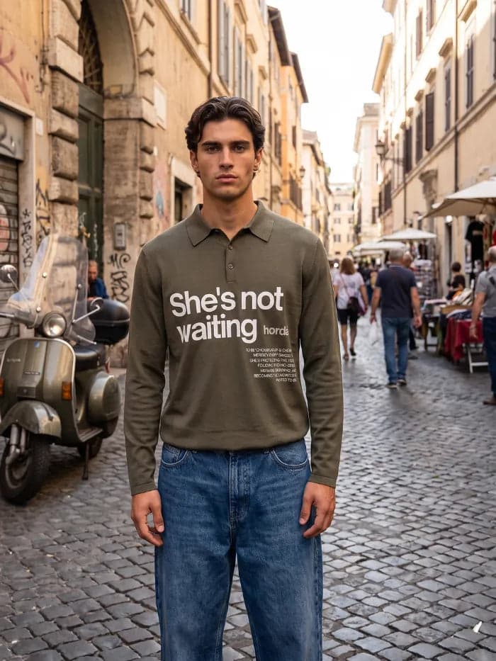 Polo Camo Green 180g Fine Piqué Cotone Made in Italy | Horda - 2