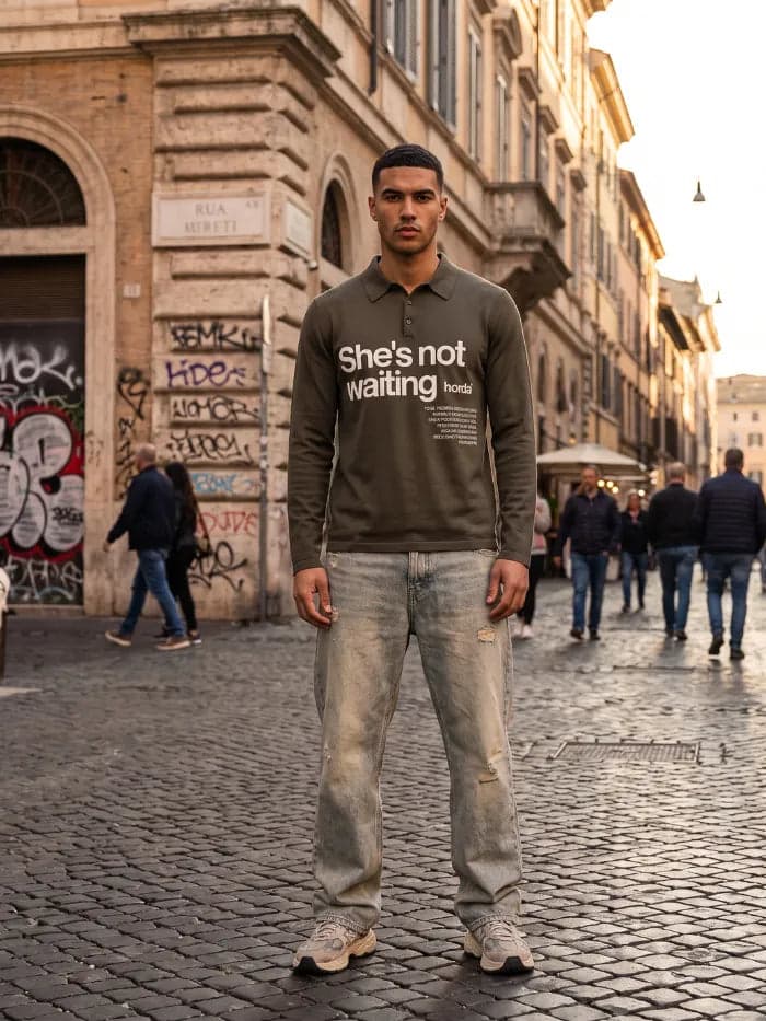 Polo Camo Green 180g Fine Piqué Cotone Made in Italy | Horda - 4