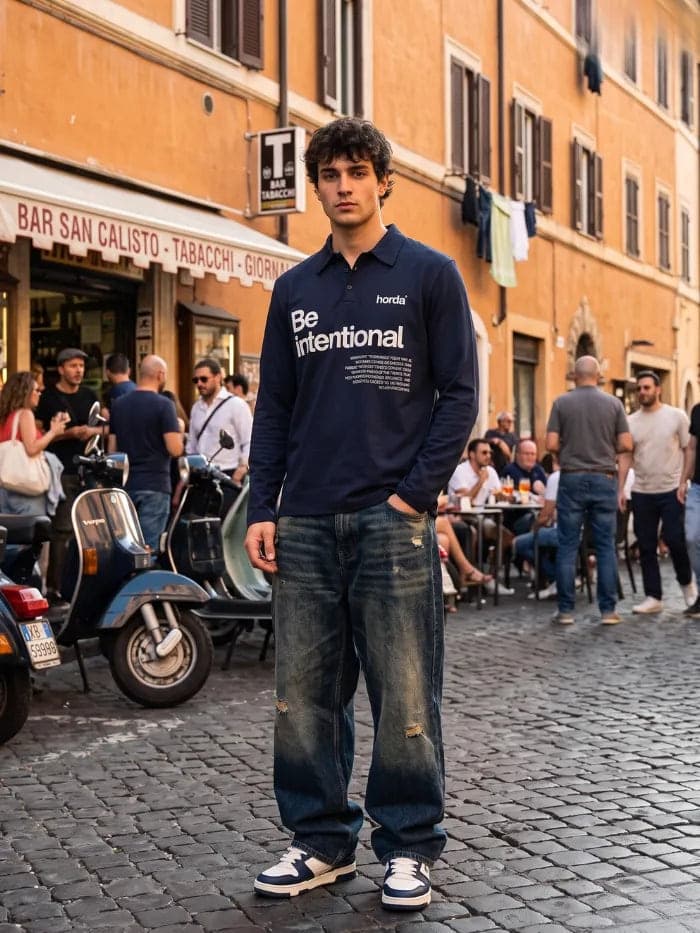 Polo Navy 180g Piqué Cotone Made in Italy | Horda - 4