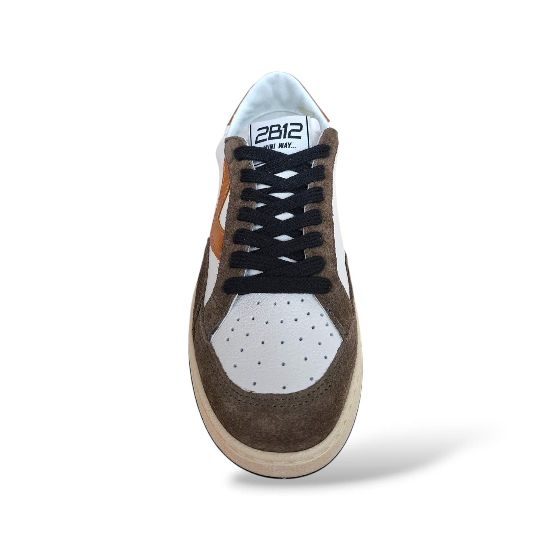 2B12 Play Junior Sneakers Bambini Ragazzi Marrone Arancione Nero Bianco | Taglia 35-39 | Pelle Suede Lacci | Scarpetteria Gica - 4