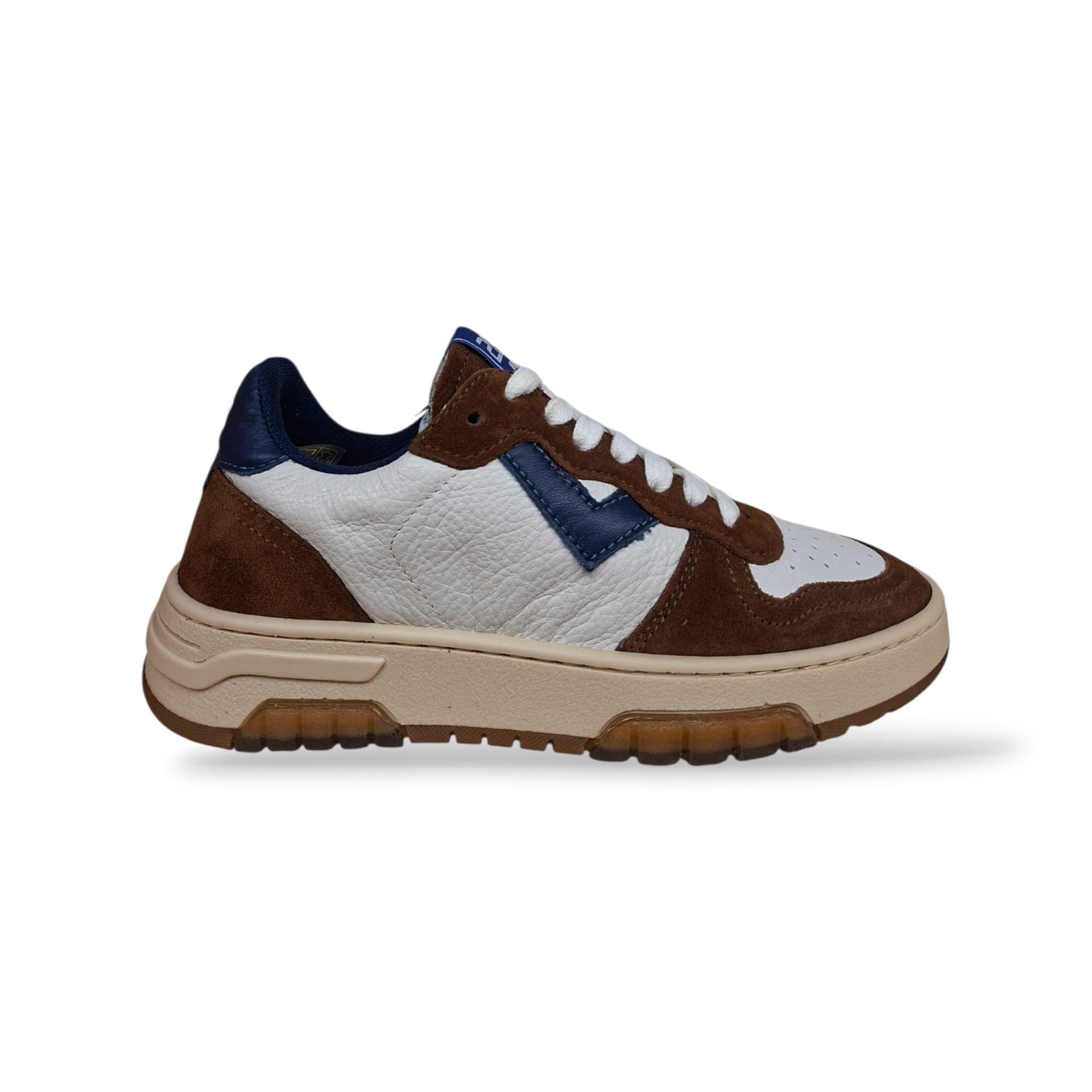 2B12 Hyper Sneakers Bambini Ragazzi Blue Marrone Bianco | Taglia 35-39 | Pelle Suede Lacci | Scarpetteria Gica