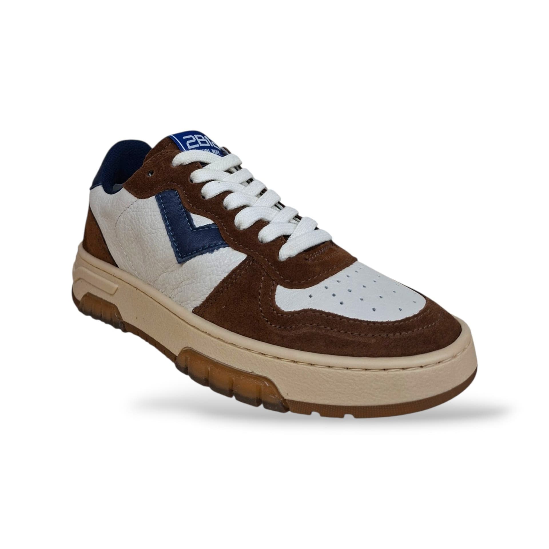 2B12 Hyper Sneakers Bambini Ragazzi Blue Marrone Bianco | Taglia 35-39 | Pelle Suede Lacci | Scarpetteria Gica - 2