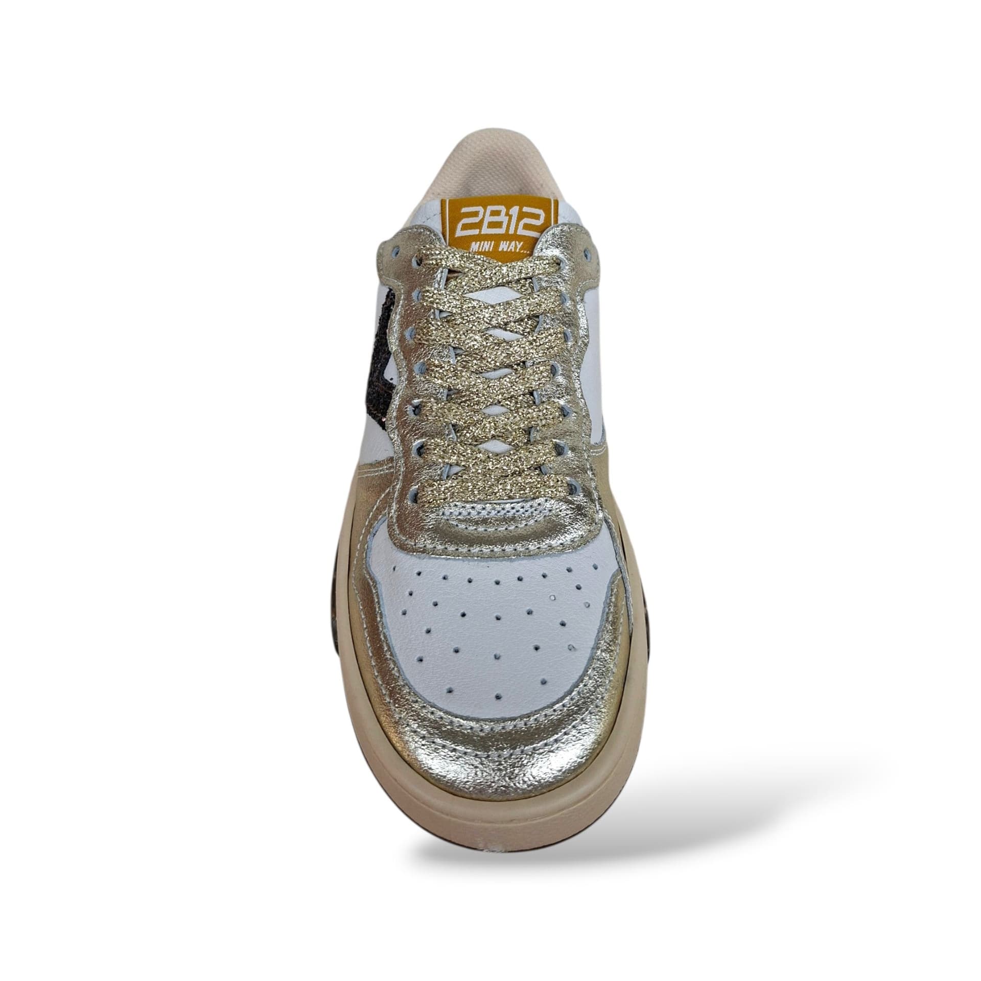 2B12 Hyper Junior Sneakers Bambine Ragazze Bronzo Platino Bianco | Taglia 35-39 | Pelle Lacci | Made in Italy | Scarpetteria Gica - 4