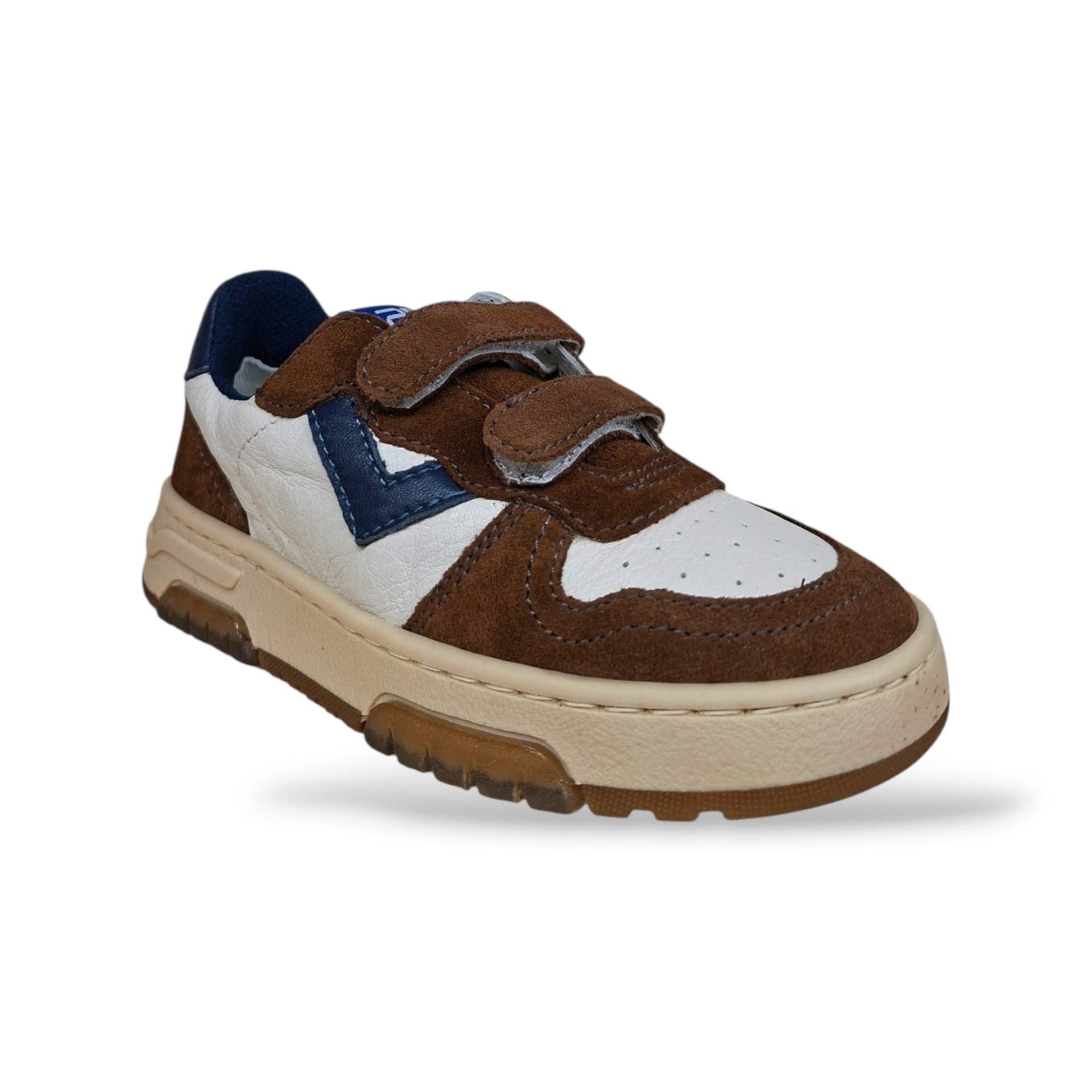 2B12 Hyper Sneakers Bambini Ragazzi Blue Marrone Bianco | Taglia 22-34 | Pelle Suede Velcro | Made in Italy | Scarpetteria Gica - 2