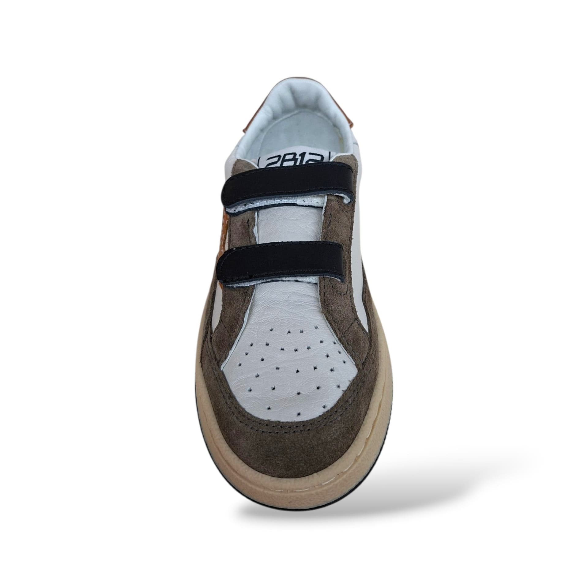 2B12 Play Sneakers Bambini Ragazzi Marrone Arancione Nero Bianco | Taglia 22-34 | Pelle Suede Velcro | Scarpetteria Gica - 4