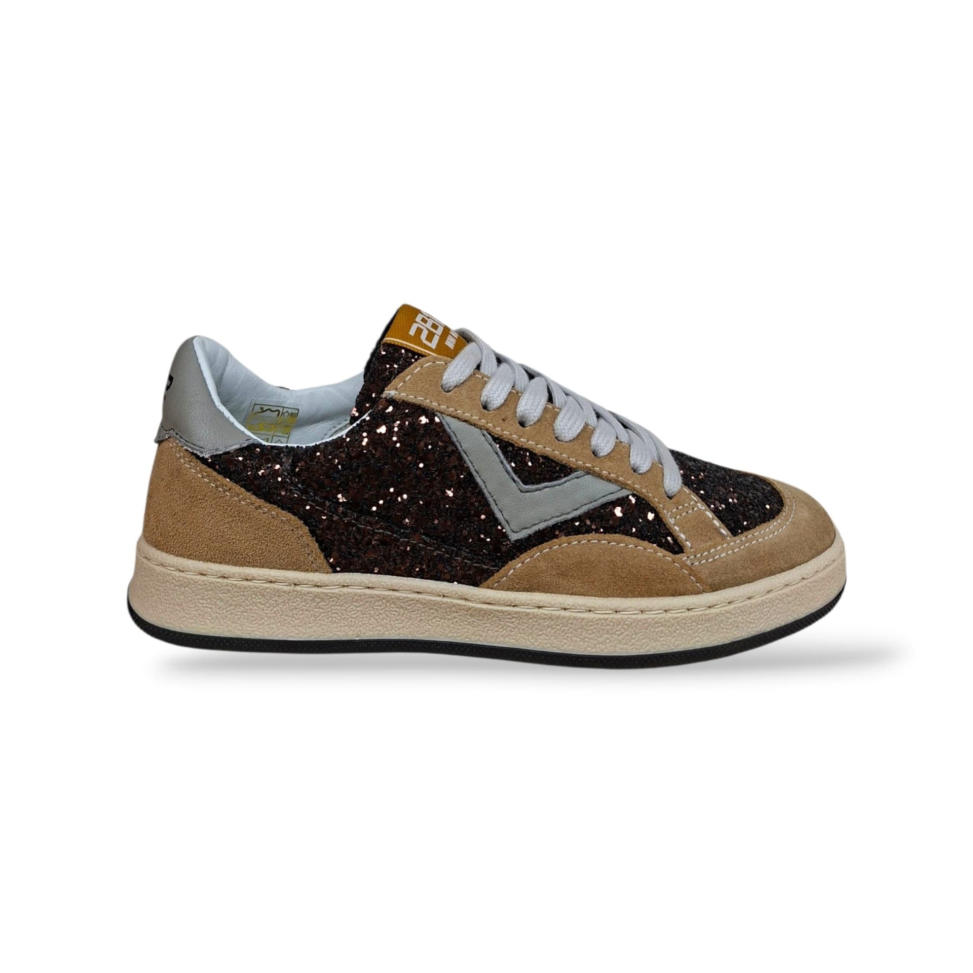 2B12 Play Sneakers Bambine Ragazze Camel Marrone | Taglia 35-39 | Pelle Suede Lacci | Made in Italy | Scarpetteria Gica