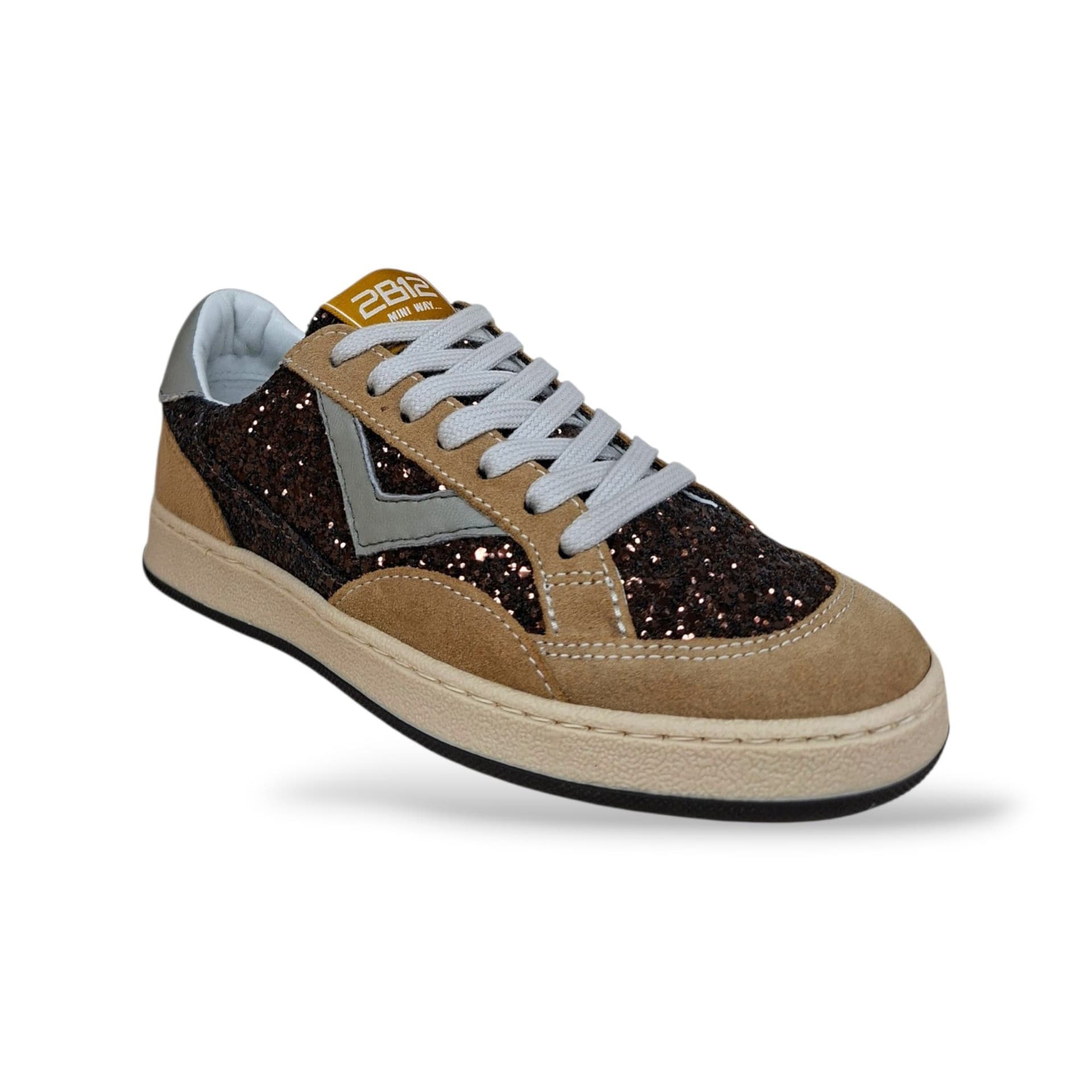 2B12 Play Sneakers Bambine Ragazze Camel Marrone | Taglia 35-39 | Pelle Suede Lacci | Made in Italy | Scarpetteria Gica - 2