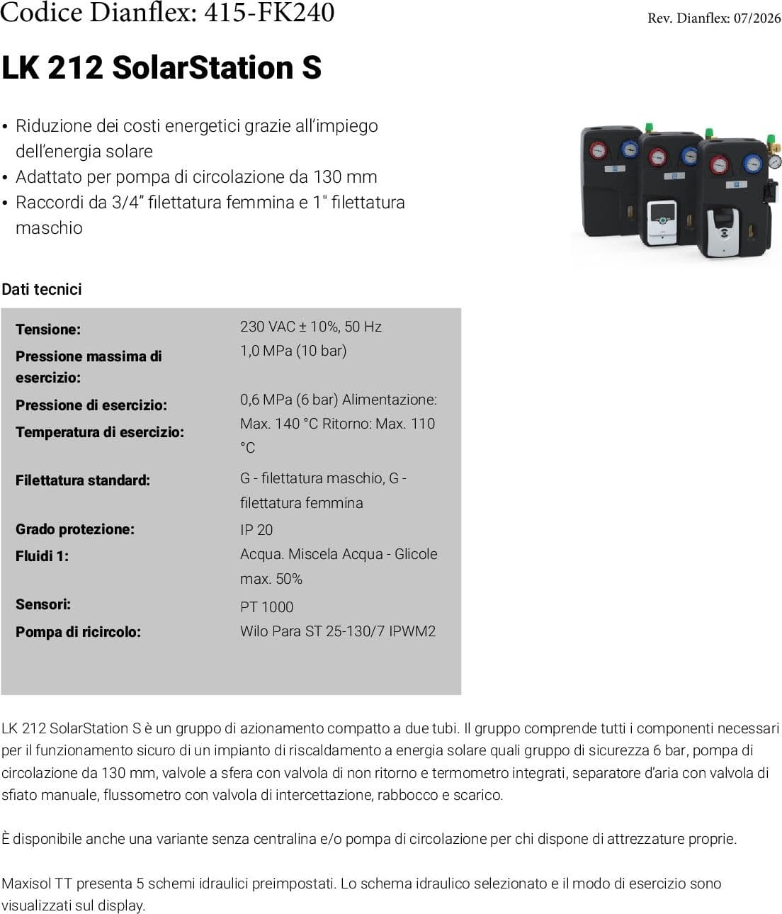 GRUPPO DI AZIONAMENTO 212 SOLAR STATION S PARA STG 25/8- MAXIF- pezzi 1 - 2