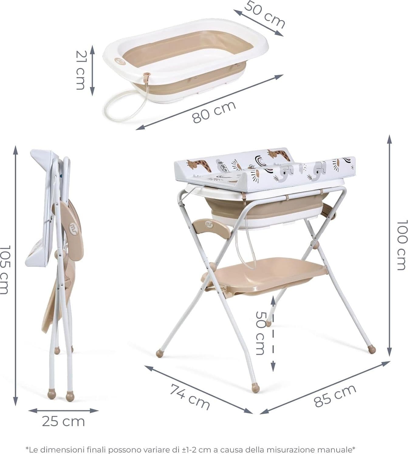 Ms BabyWorld - Bagnetto con Fasciatoio ZOE Beige - 2