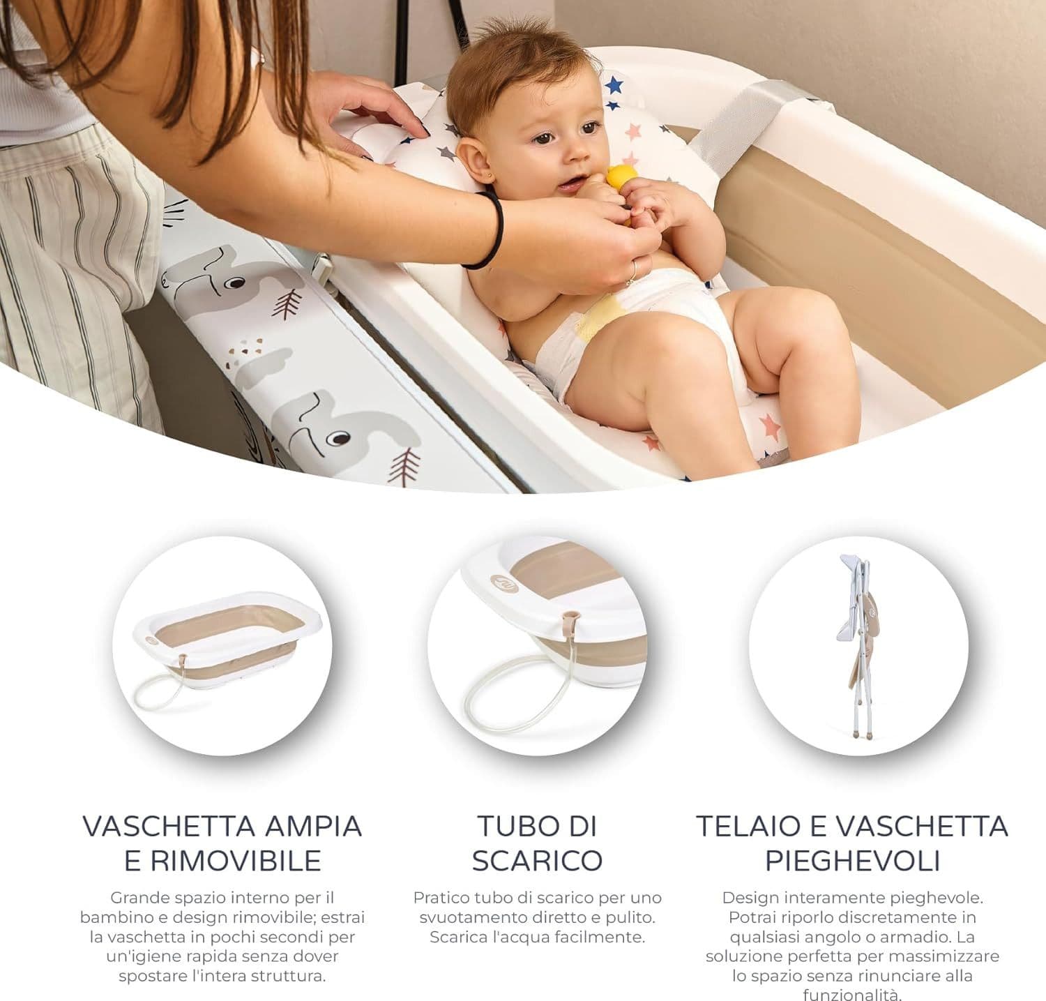 Ms BabyWorld - Bagnetto con Fasciatoio ZOE Beige - 3