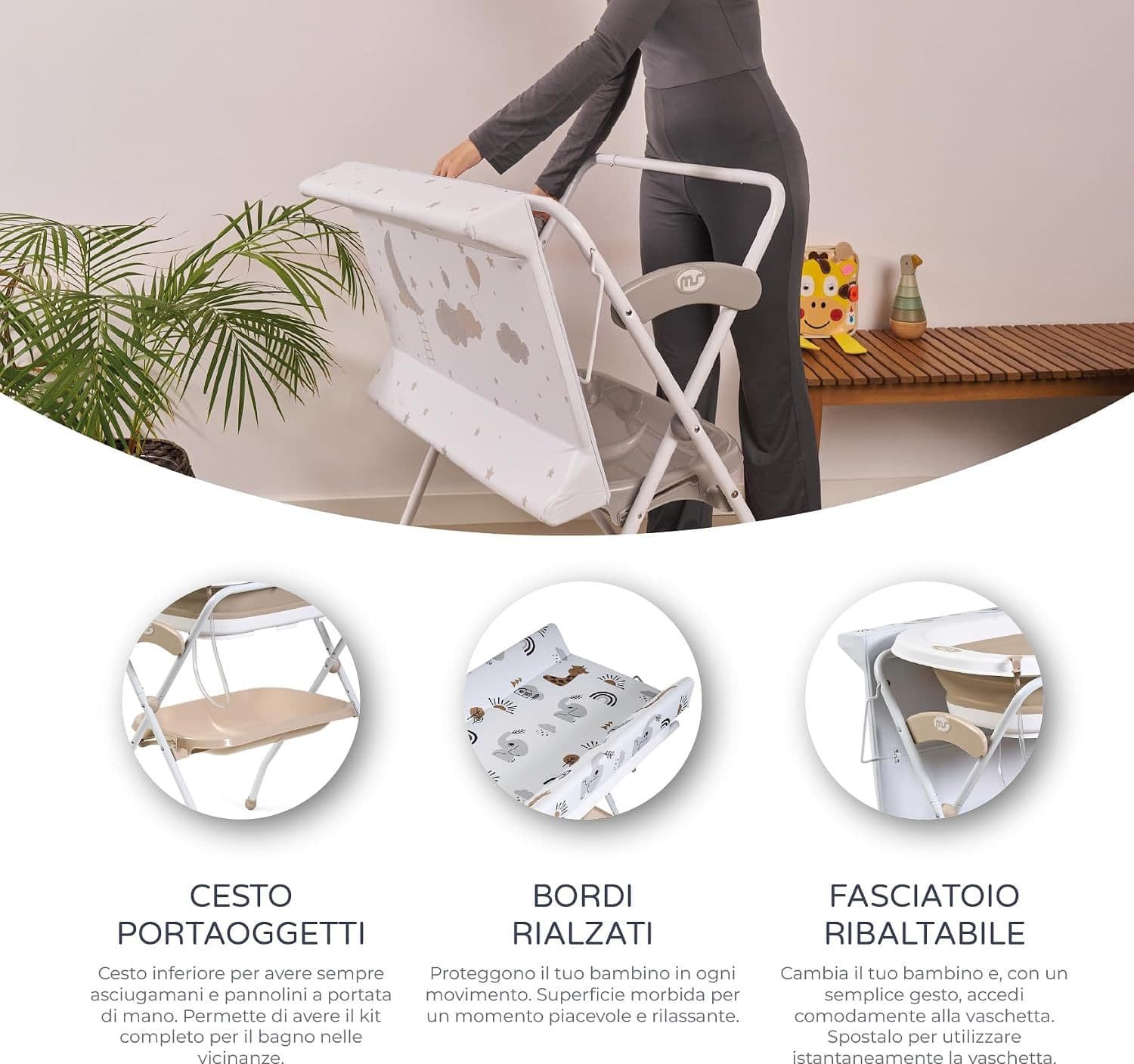Ms BabyWorld - Bagnetto con Fasciatoio ZOE Beige - 4