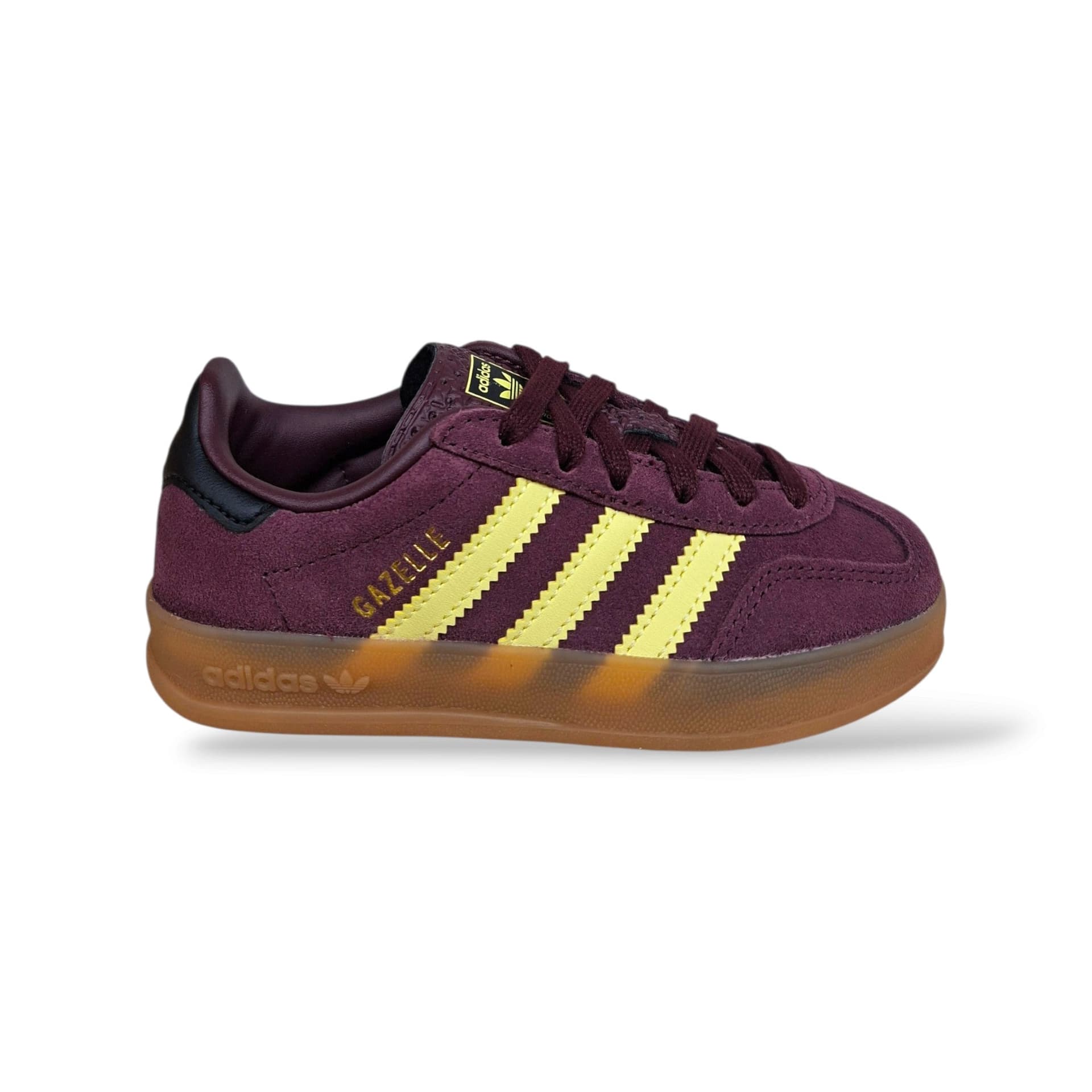 adidas Originals Gazelle Indoor – Sneakers bambina in suede viola, giallo e camel - 6