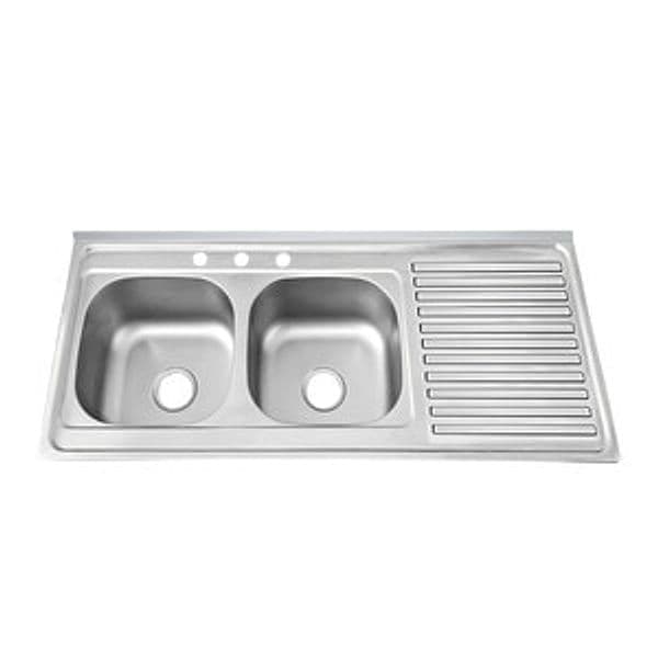 C LAVELLO APPOGGIO 120X50 2 VASCHE SX C/GOCC DX INOX 304- C LINE DESIGN- 1,0 pz - 2
