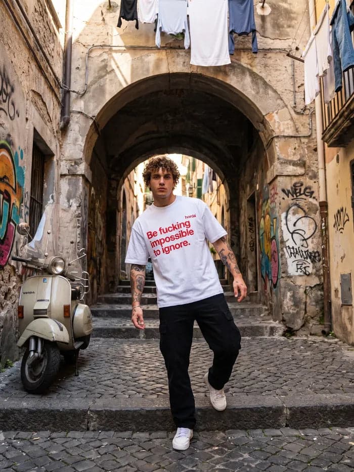 T-shirt Oversize "Loud" Stampa Rossa | Horda Cotone 200g - 4