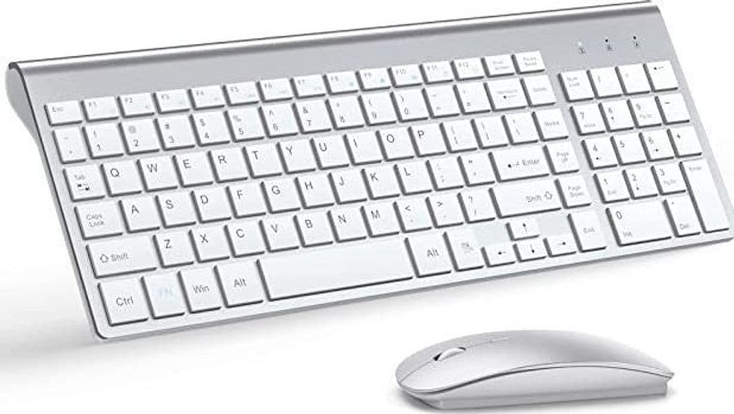 Set Tastiera Mouse Wireless TopMate KM9000 2.4GHz 2400DPI Silenzioso USB Bianco