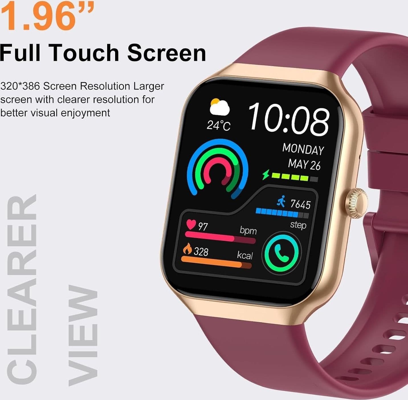 HOIFA P98 Smartwatch Uomo Donna 1,96" Chiamate SpO2 Cardio Sonno 113+ Sport IP68 - 2